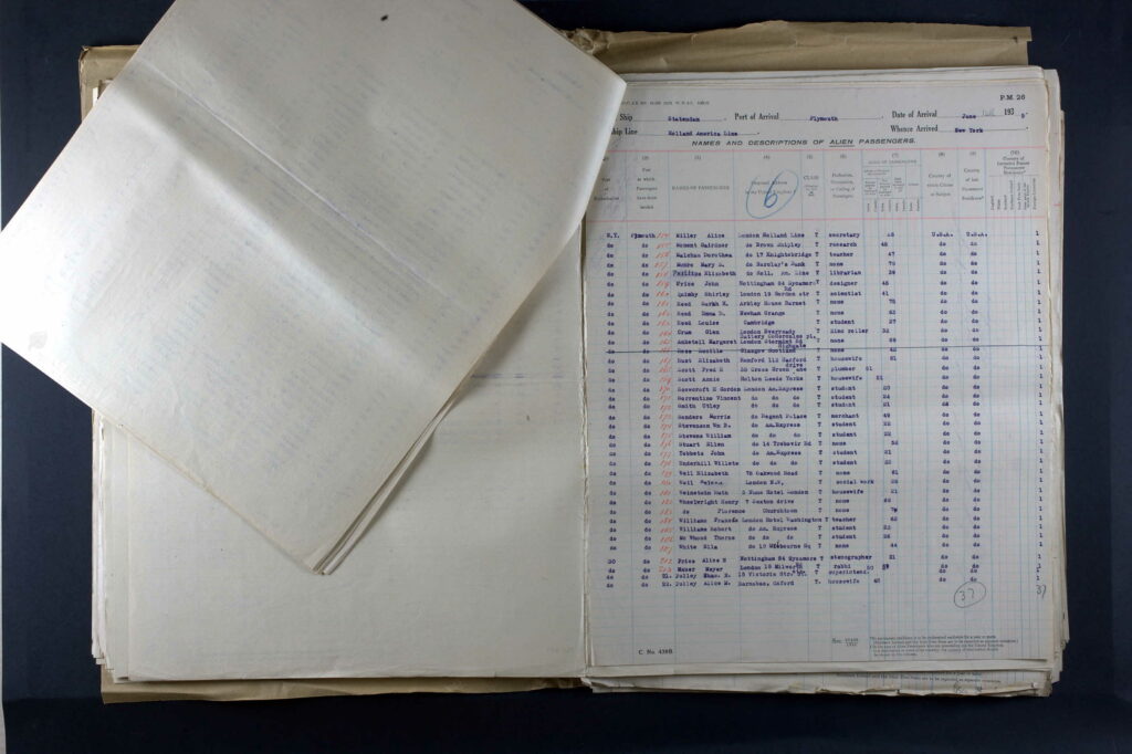 A list of passengers who traveled in June 1935 on the Statendam