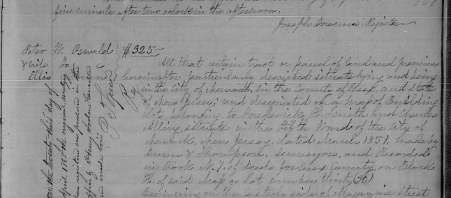 Handwritten entry in the court records where my ancestor took a $325 mortgage in the 1860s