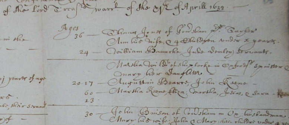 Manifest of the Confidence 1838 Augstine Bearse, the image shows old style handwriting and is faint and hard to discern