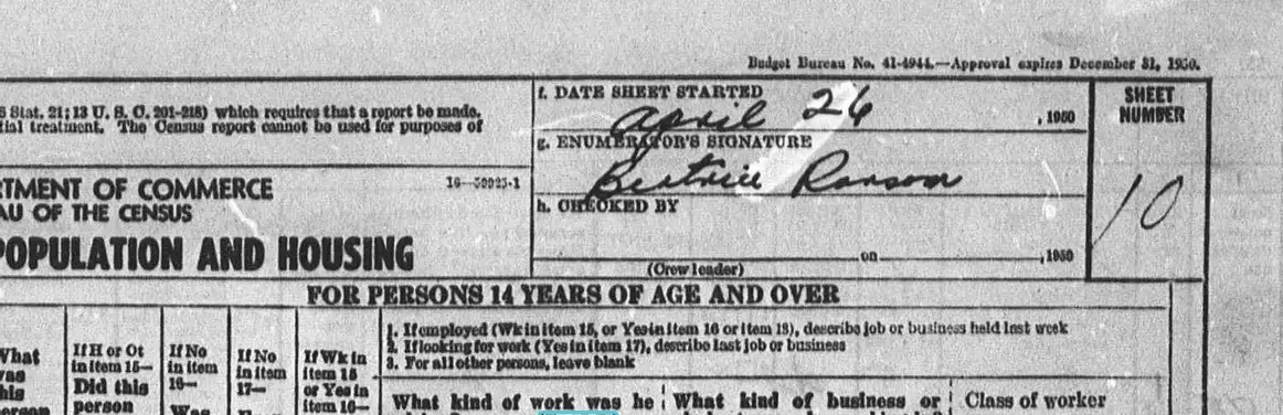 Beatrice Ransom was the enumerator for this census record